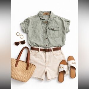 Green Button-Up Shirt